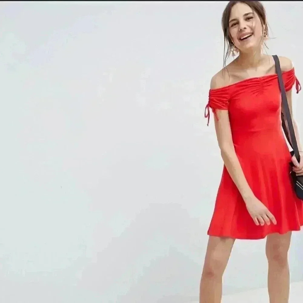 Red off shoulder sundress